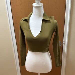Babaton Green Long Sleeve Fitted Bodysuit